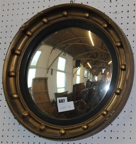 Gilt convex wall mirror